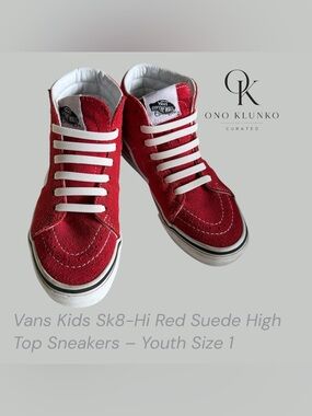 Vans Kids Red Suede High-Top Sneakers